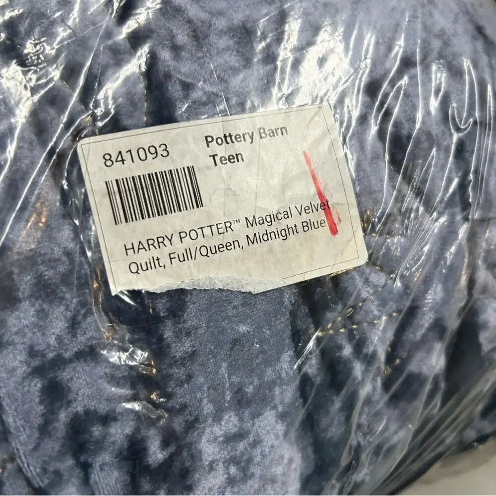 Pottery Barn Harry Potter Magical Velvet Quilt Blue Celestial Full Queen NEW